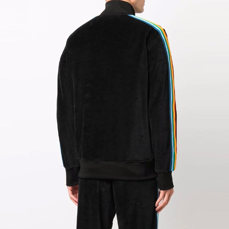 Palm Angels FW21 Rainbow Chenille Track Jacket 'Black' PMBD001F21FAB0081001