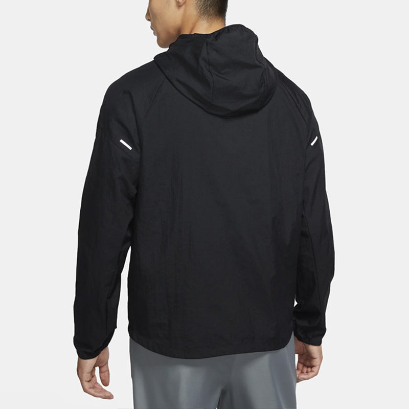 Men's Nike Small Logo Solid Color Hooded Track Jacket Black CU5358-010