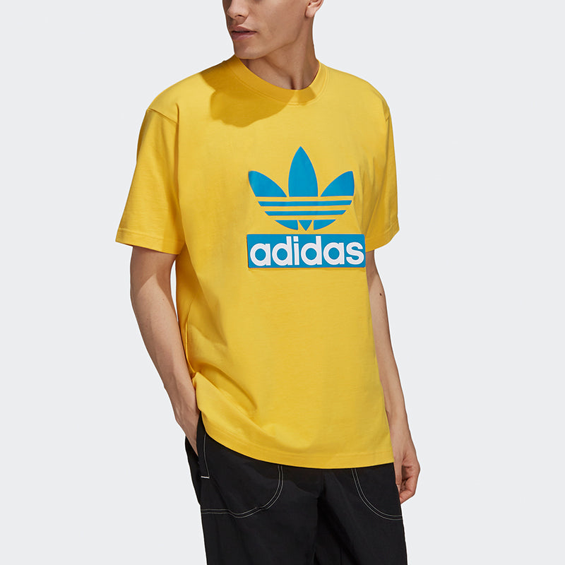 adidas originals Big Trfl Tee Casual Sports Round Neck Short Sleeve Yellow H09345