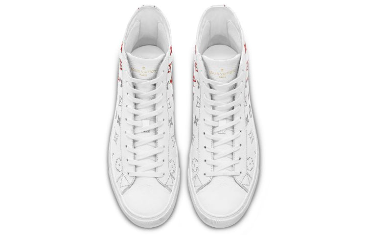 LOUIS VUITTON Tattoo Monogram Ankle Sneakers 'White Red Grey' 1A5Z0C