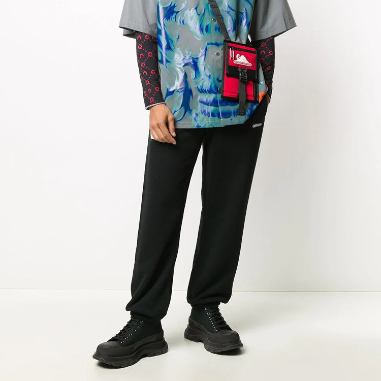 Off-White FW20 Hand Workers LogoPrinting Trousers Men Black OMCH029E20FLE0021001