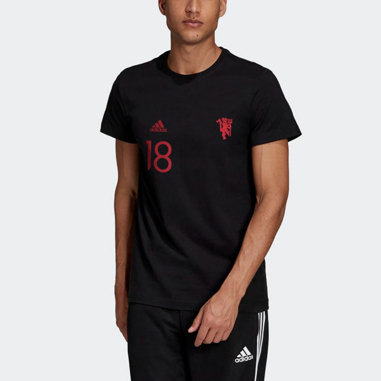 adidas Mufc Gfx T 18 Manchester United Soccer/Football Sports Short Sleeve Black IB8541