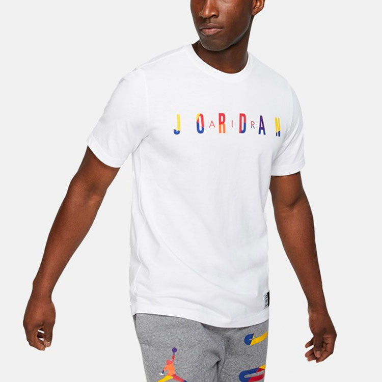 Air Jordan Colorful Round Neck Short Sleeve T-Shirt Men's White AT8943-100