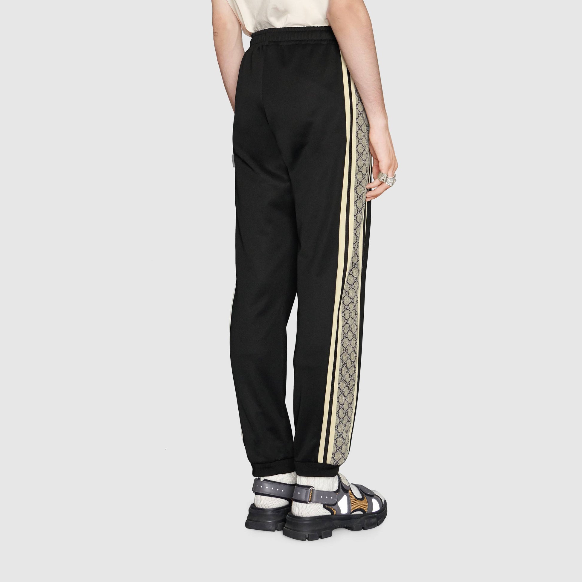 Gucci Oversize Technical Jersey Jogging Pant GG Logo Side Ribbon Jogging Pants For Men Black 545603-XJAC0-1093