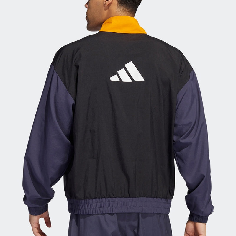 adidas Bb Snap Jkt Athleisure Casual Sports Breathable Contrasting Colors Knit Stand Collar Jacket Black H58333