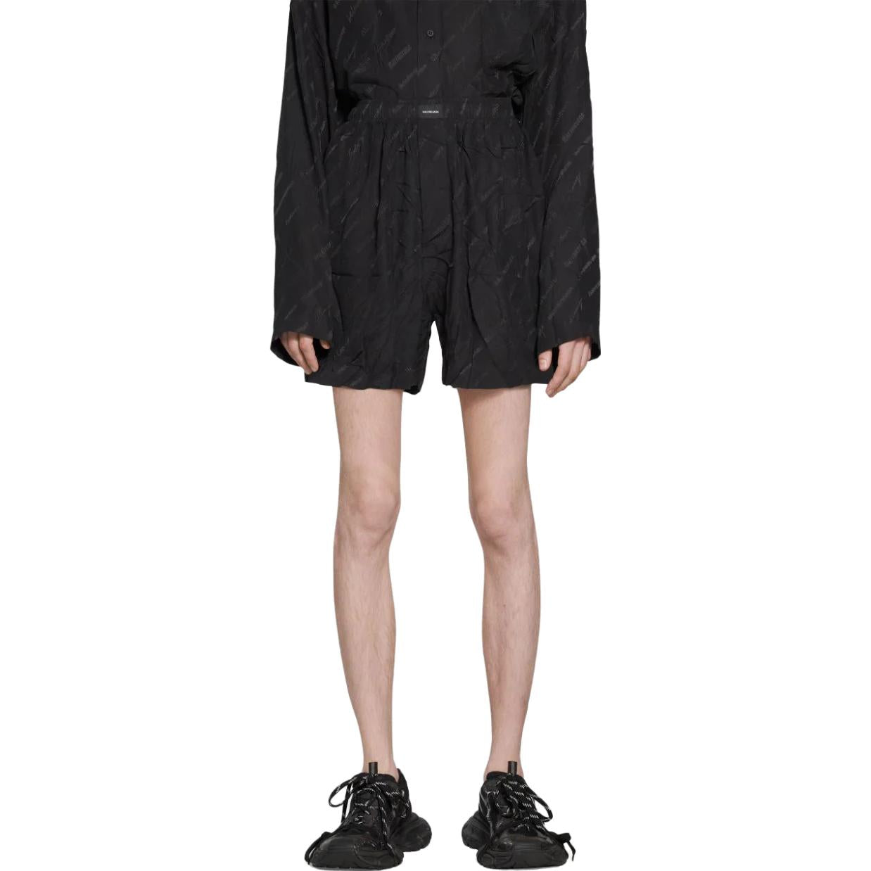 Balenciaga Logo-Print Pyjama Shorts 'Black' 719975TON041000