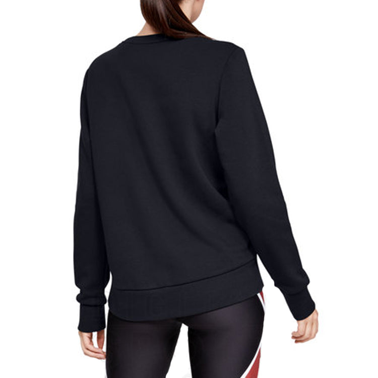 (WMNS) Under Armour Favorite Fleece Sportstyle Graphic Round-Neck Sweatshirt Black 1349095-002