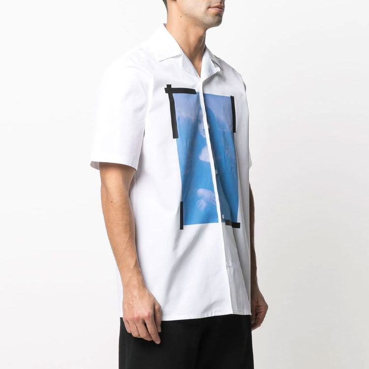 Off-White SS21 Printing Logo Short Sleeve Shirt White OMGA163R21FAB0020110
