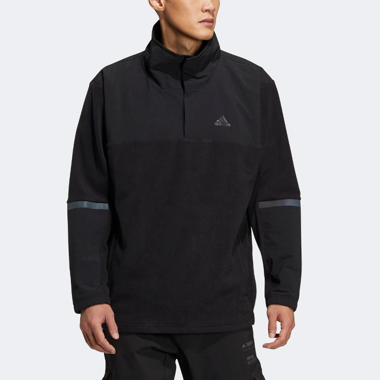 adidas Outdoor Sports Cardigan Round Neck Pullover Couple Style Black HE7371