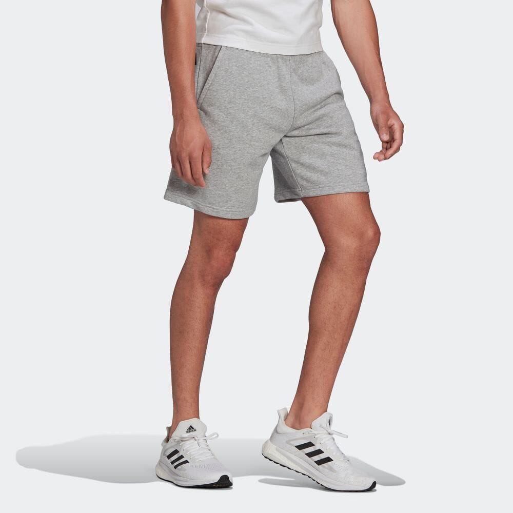 Men's adidas Geometry Logo Printing Elastic Waistband Sports Shorts Japanese Version Gray HA1426