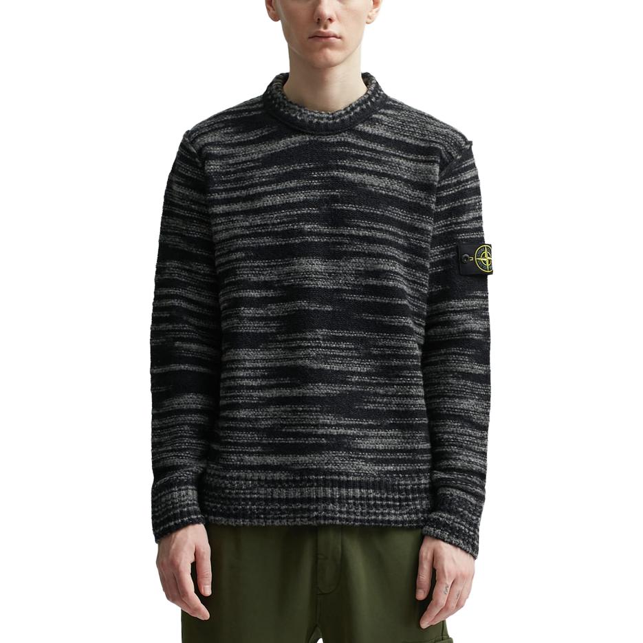 STONE ISLAND Reverse Seam Marl Crew Knit 'Black' 7915532D3-V0029