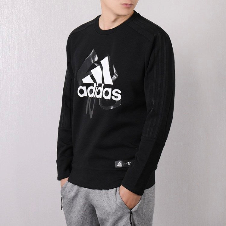adidas Round Neck Pullover Stay Warm Athleisure Casual Sports Black EA2107