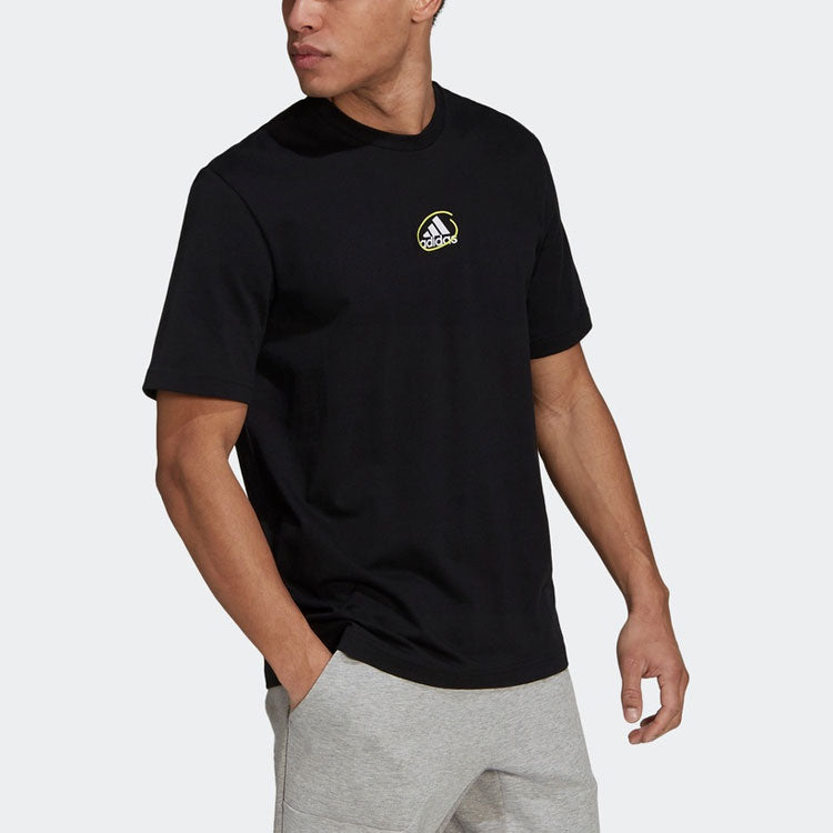 adidas Scribble Tee M Back Logo Sports Short Sleeve Black GQ8308