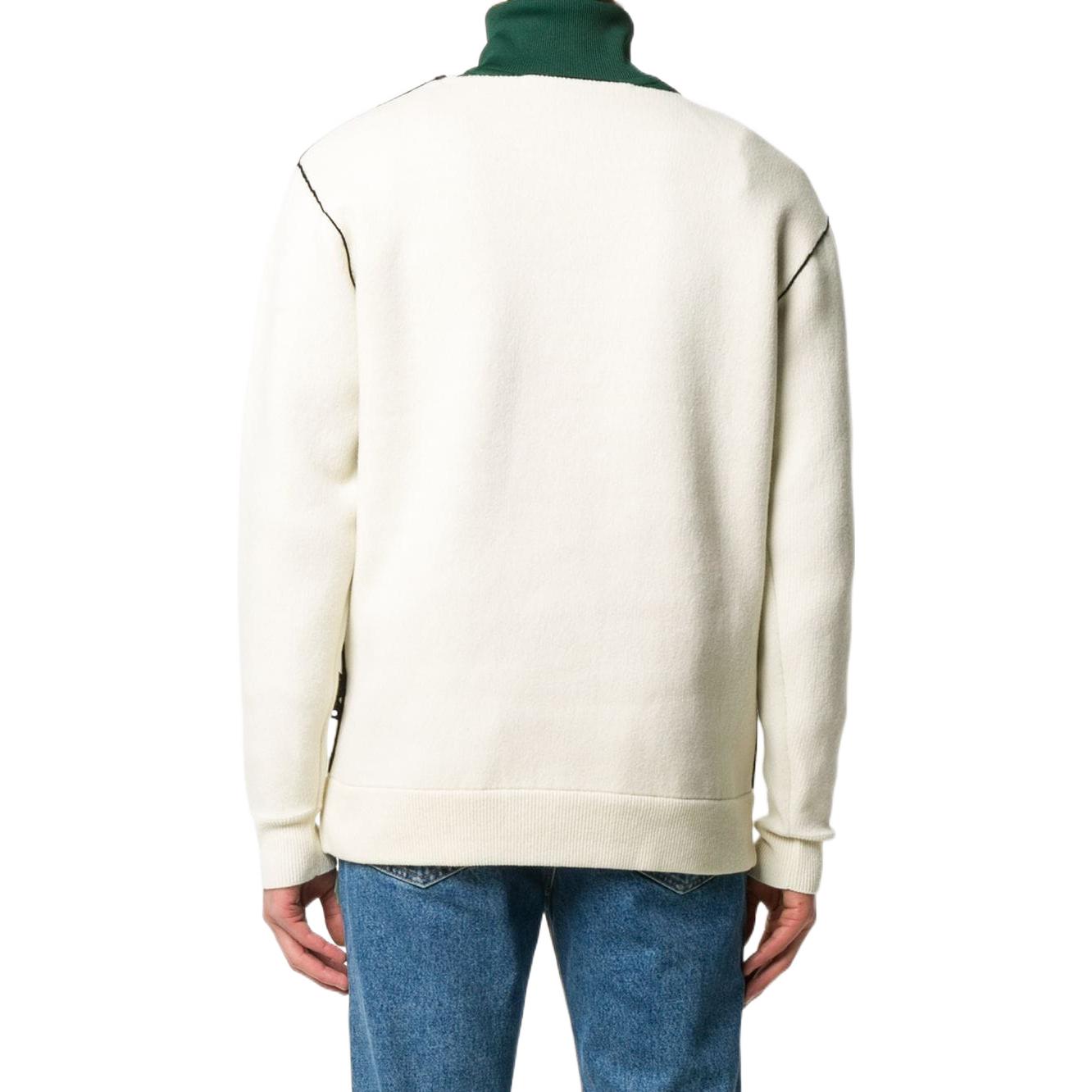 Men's Off-White FW22 Flowers Pattern Jacquard Round Neck Pullover Knit Wool Sweater Version White OMHE049E20KNI0010310