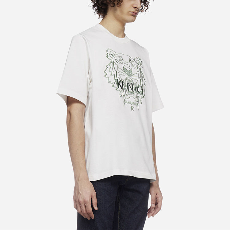 Men's KENZO Tiger Head Loose Short Sleeve White FB65TS0894YF-01B