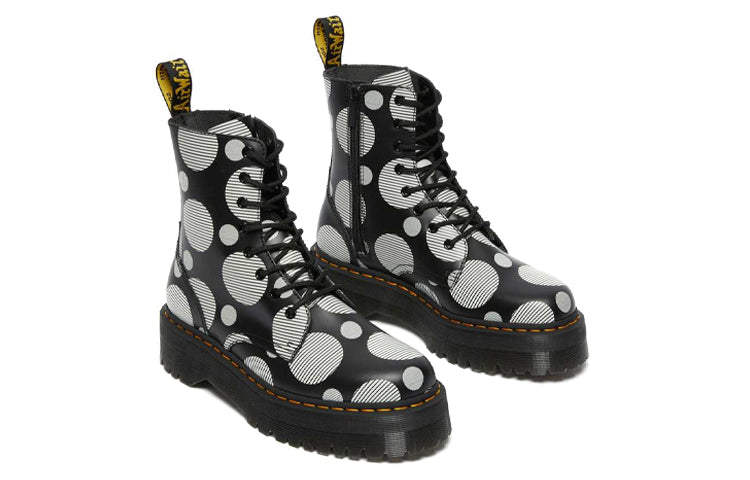 (WMNS) Dr. Martens Jadon Polka Dot Smooth Leather Platform Boots 'Black' 26882009