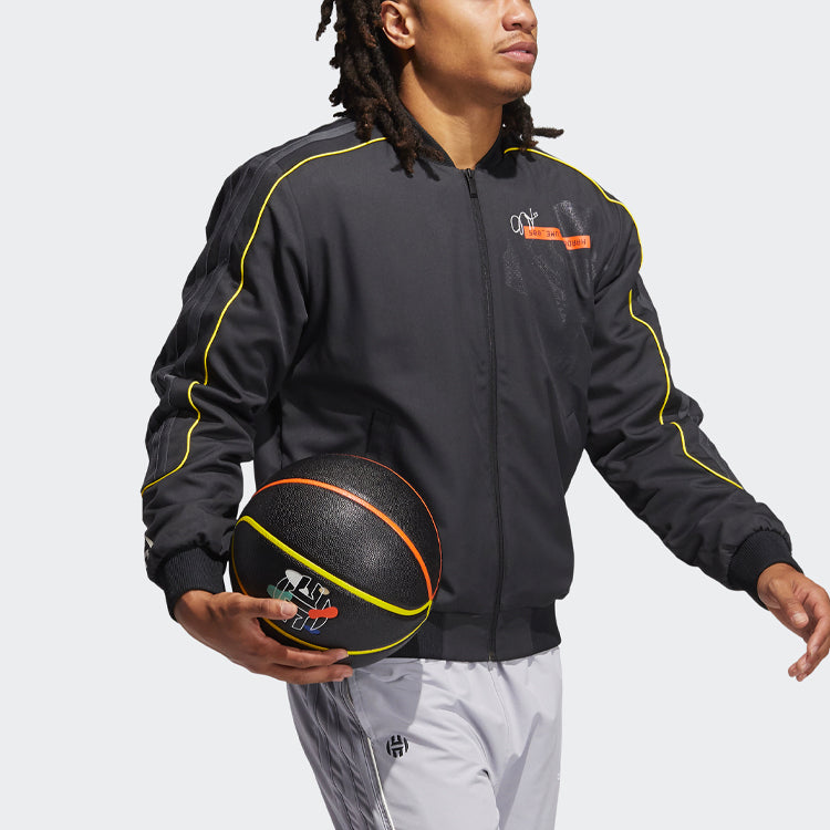adidas Hrdn Bomber Logo Sports Basketball Jacket Black GP9790