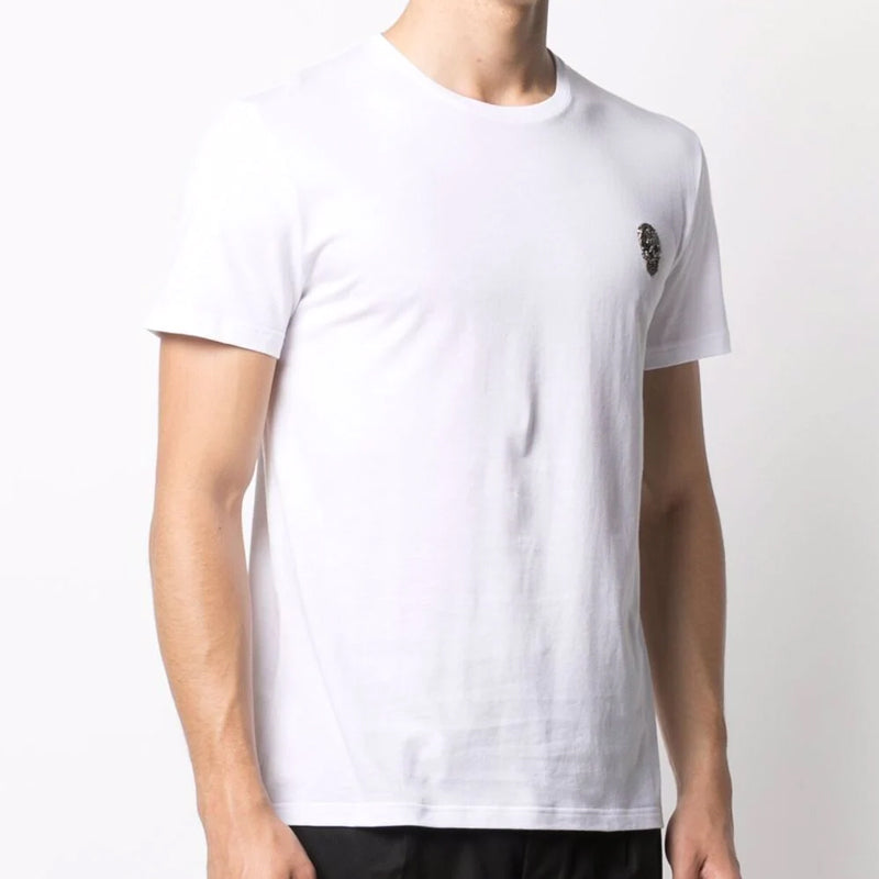 Men's Alexander McQueen SS21 Skeleton Micro Mark Round Neck Short Sleeve White 662486-QRX04-9000
