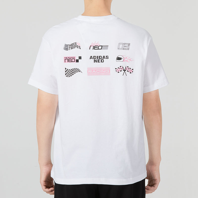 Men's adidas neo Minimalistic Alphabet Logo Printing Athleisure Casual Sports Round Neck Short Sleeve White T-Shirt HN4741