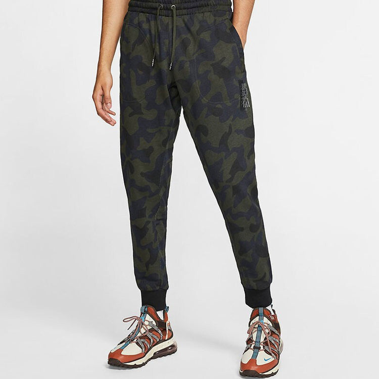 Nike Camouflage Knit Stay Warm Bundle Feet Sports Long Pants Black Green CJ0951-475