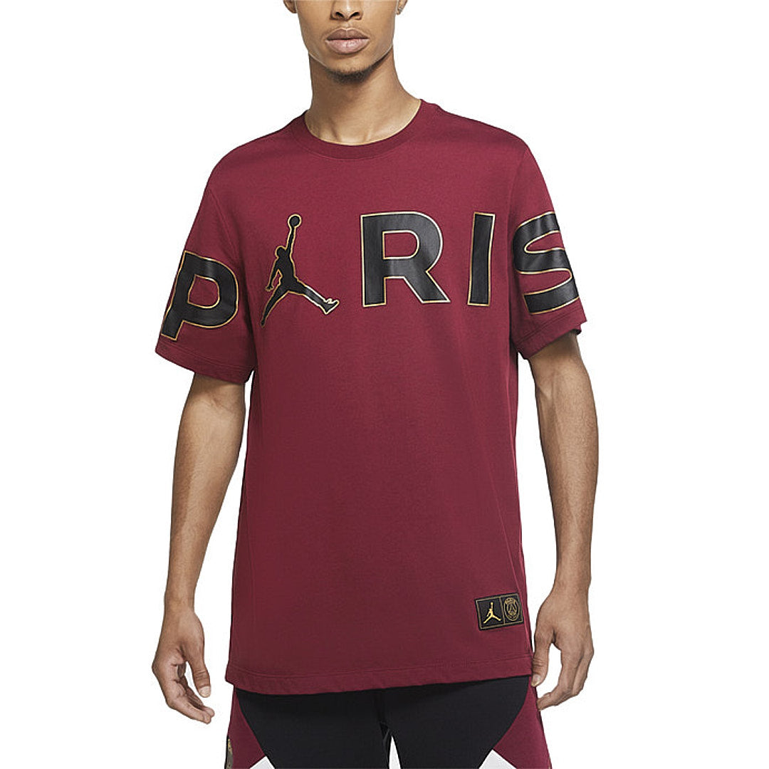 Air Jordan Wordmark Paris Saint-Germain Sports Round Neck Alphabet Short Sleeve Red CK9786-610
