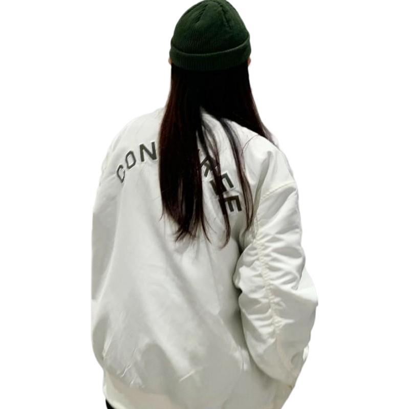 Converse SS22 Logo Loose Sports Retro aviator Jacket Couple Style White 10024169-A01