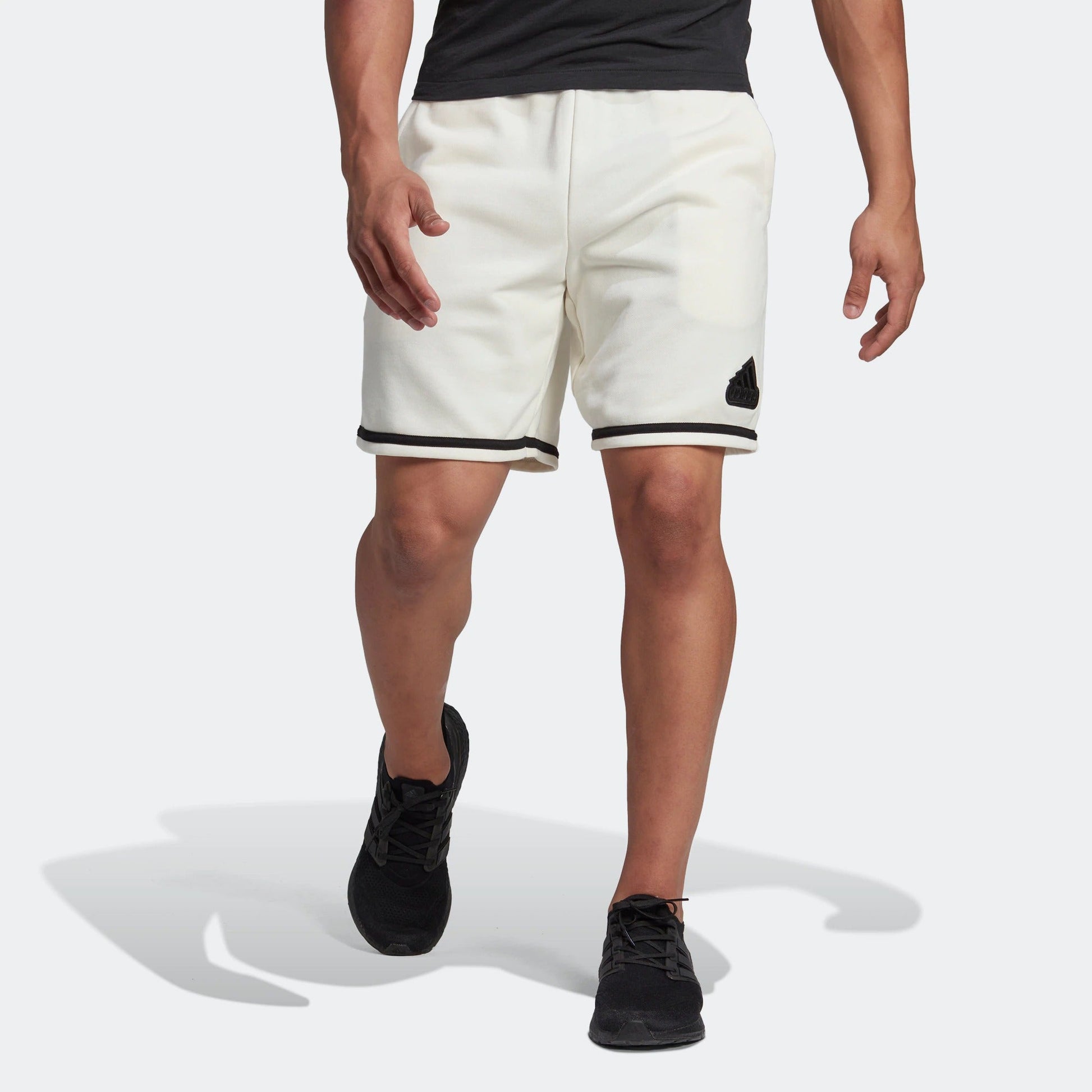adidas U SHO Logo Label Elastic Waistband Straight Shorts White HY5517
