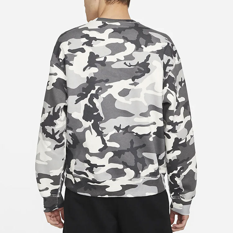 Men's Nike Solo Swoosh Camouflage Fleece Round Neck Pullover Gray DN1256-133