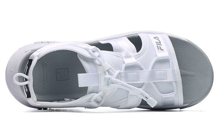 (WMNS) FILA Athletics Velcro Outdoor Open Toe Flat Heel Fashion Sports FILA White Sandals A12W122607FFW
