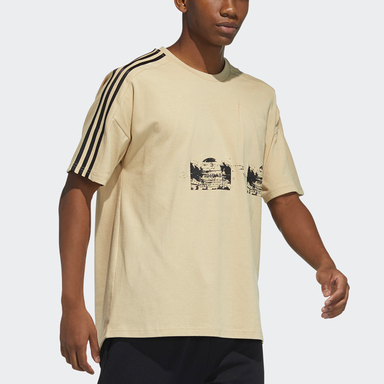 adidas M Artst Gr Tee Printing Sports Round Neck Short Sleeve Beige GN0770