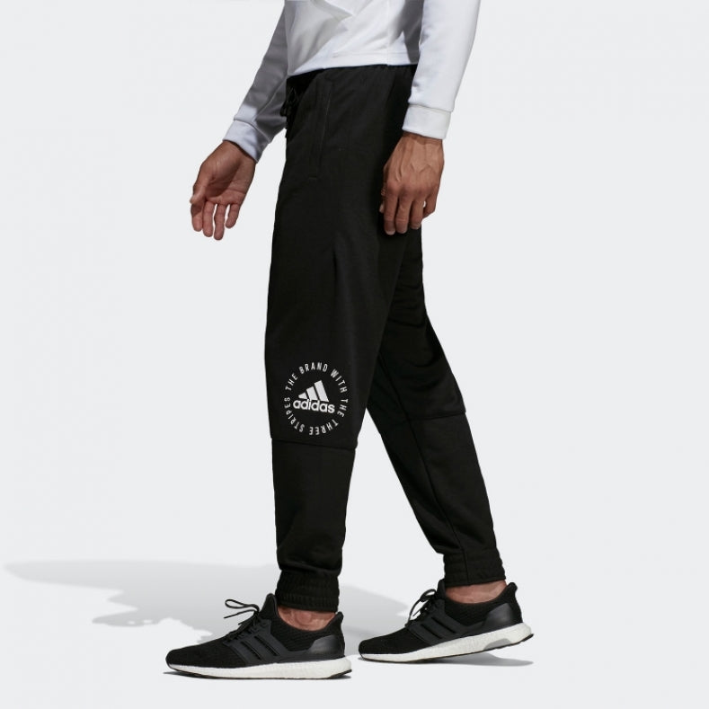 adidas Training Running Printing Logo Knit Sports Long Pants Black DT9921