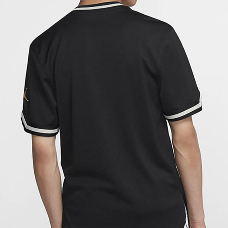 Air Jordan Alphabet Logo Basketball Sports Short Sleeve Black AV0183-010