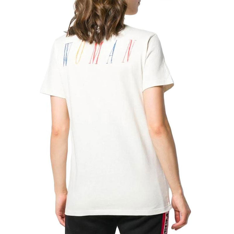 (WMNS) Off-White Graphic Print Round Neck Short Sleeve Normal Fit OWAA049E19B070640188