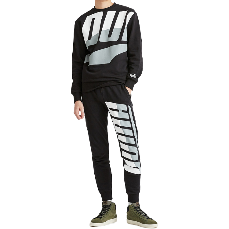 PUMA Loud Printing Round Neck Long Sleeves Black 577647-01