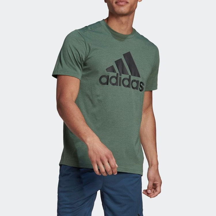 Men's adidas Alphabet Geometry Logo Printing Round Neck Pullover Short Sleeve Japanese Version Green T-Shirt HM4801
