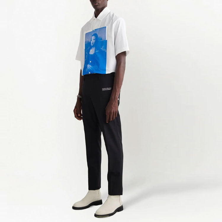Men's Off-White FW22 Solid Color Alphabet Printing Straight-Leg Casual Trousers Ordinary Version Black OMCA211C99FAB0011001