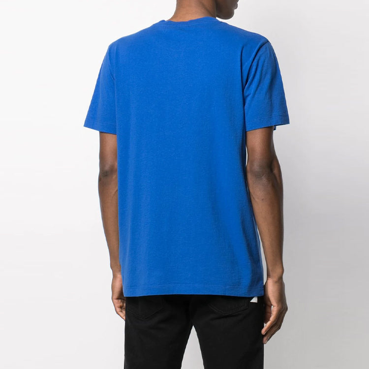 Off-White SS21 Chest Logo Printing Round Neck Short Sleeve Ordinary Version Blue OMAA027S21JER0034501