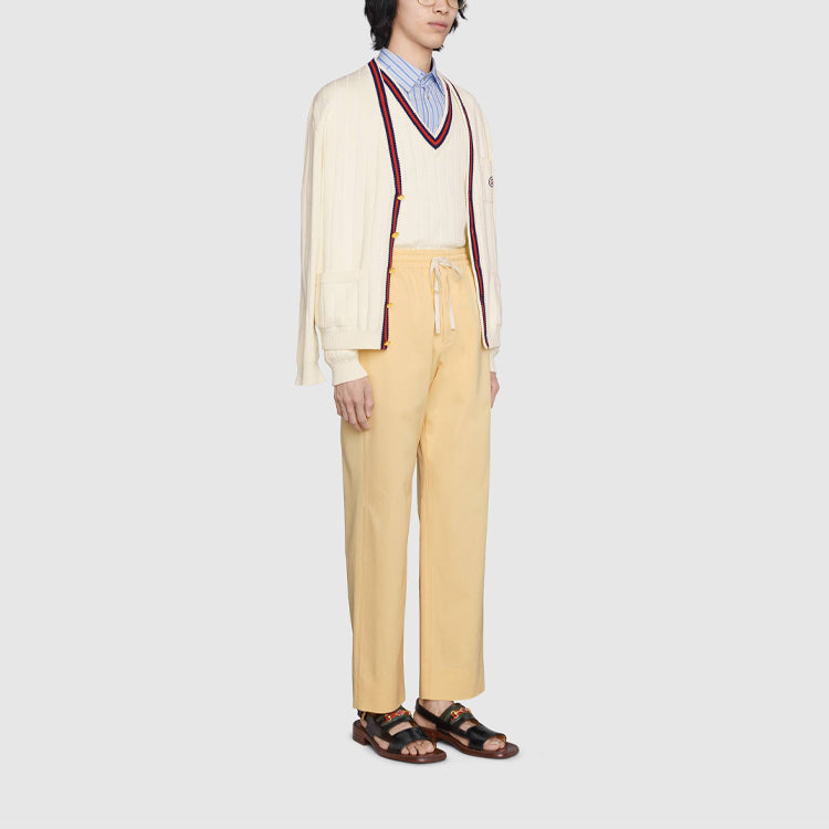 Men's Gucci Loose Straight Cotton Long Pants/Trousers Beige 654902-ZAGVB-9123