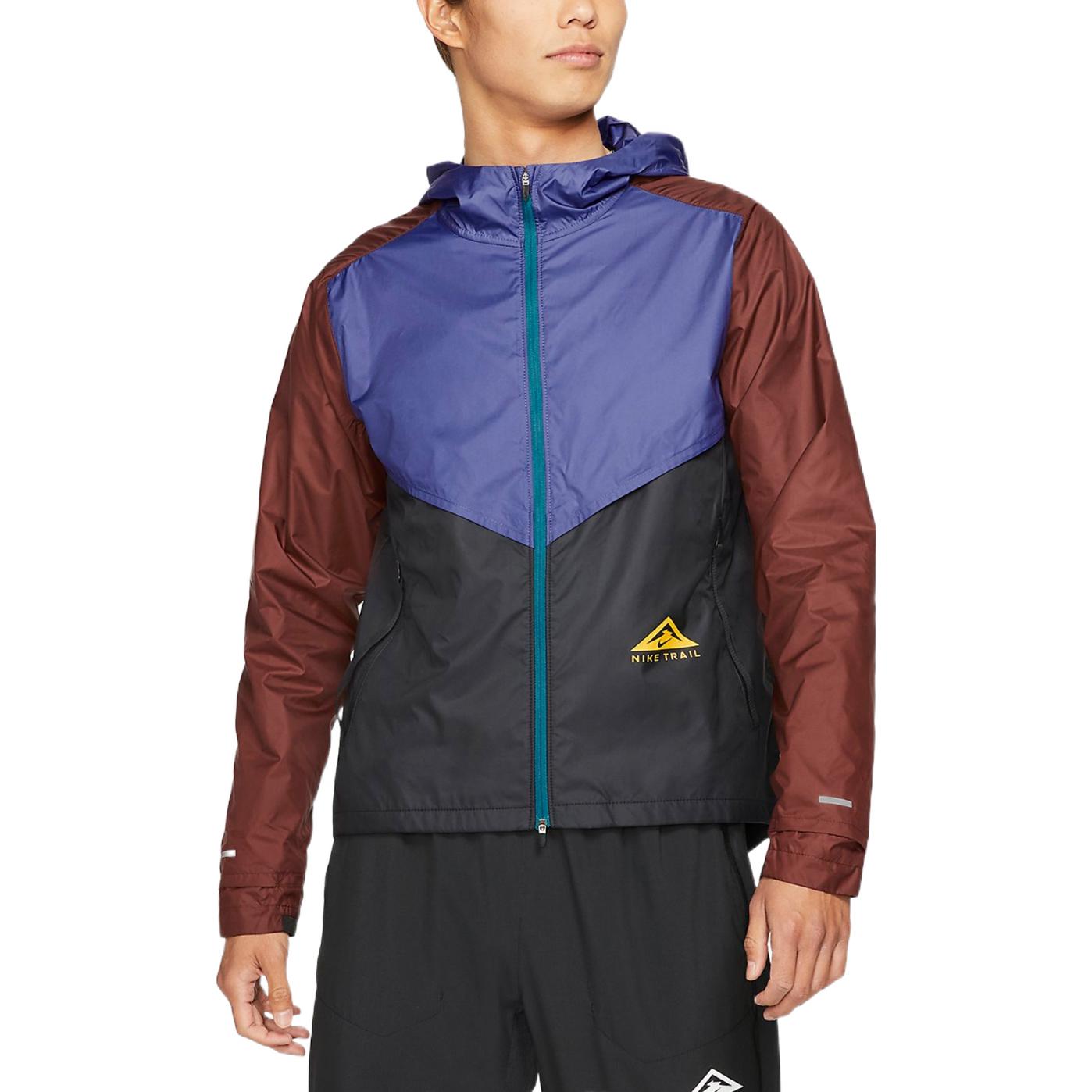 Men's Nike Logo Reflective Design Colorblock Zipper Hooded Long Sleeves Jacket Autumn Purple Black CZ9055-510