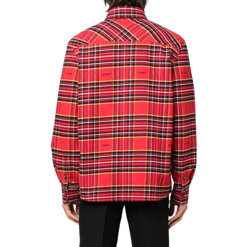 Off-White FW22 Stripe Lapel Long Sleeves Red Shirt OMGA227F22FAB0012510