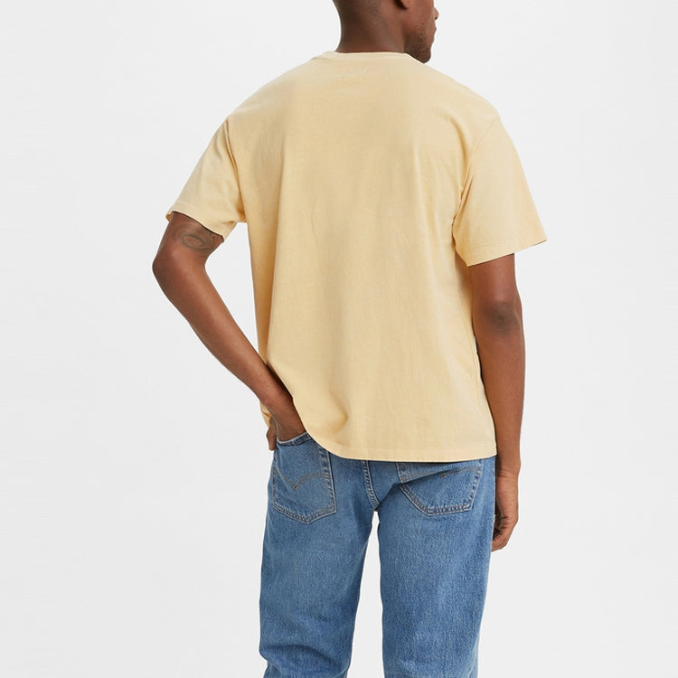 Men's Levis Round Neck Embroidered Logo Short Sleeve Cream Yellow 39856-0003