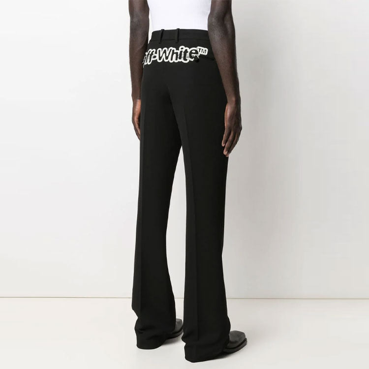 Off-White SS21 Logo Printing Straight Pants Version Black OMCG026S21FAB0021001
