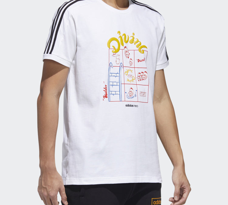 adidas Neo M PNDA 3S LG T T-Shirt 'White' GK1542