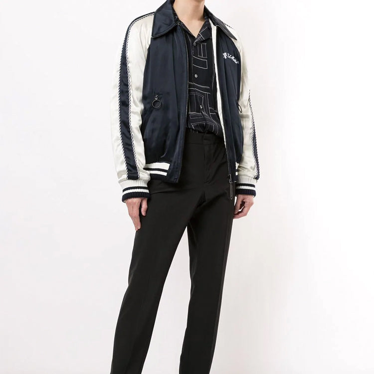 Off-White Double Sided Back Embroidered Jacket Navy Blue OMEH015E20FAB0014510