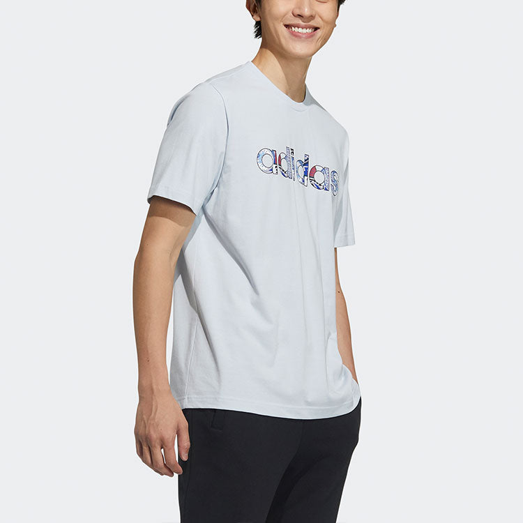 adidas neo M Ce Grph Tee 2 Logo Printing Sports Short Sleeve Blue GP4879