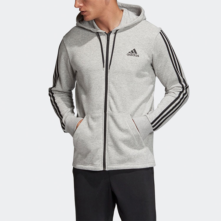 adidas Basic Side Sleeve Stripe Hooded Jacket Gray DQ1454