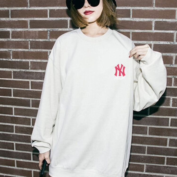 MLB New York Yankees Long-Sleeve Logo Printing Pullover Fleece Unisex White 31MT04941-50I