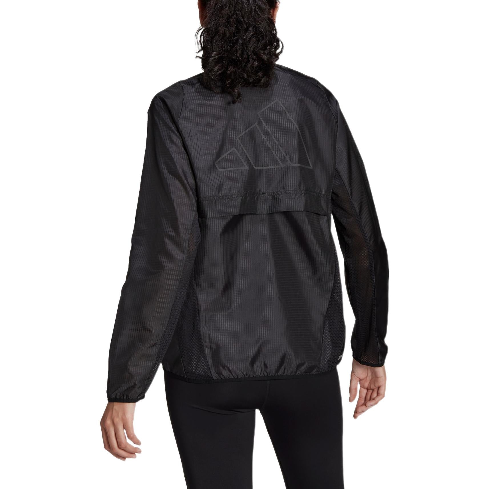 (WMNS) adidas Run Icons 3Bar Running Windbreak Asia Sizing 'Black' HC7971