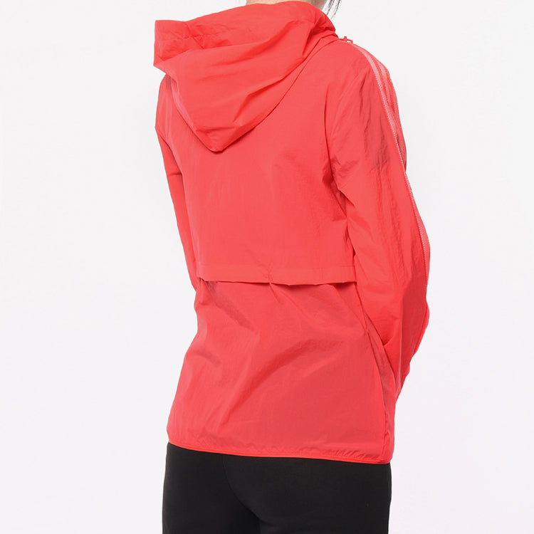 (WMNS) adidas Plaid Applique Windtight Hooded Jacket Coat Red EH3909