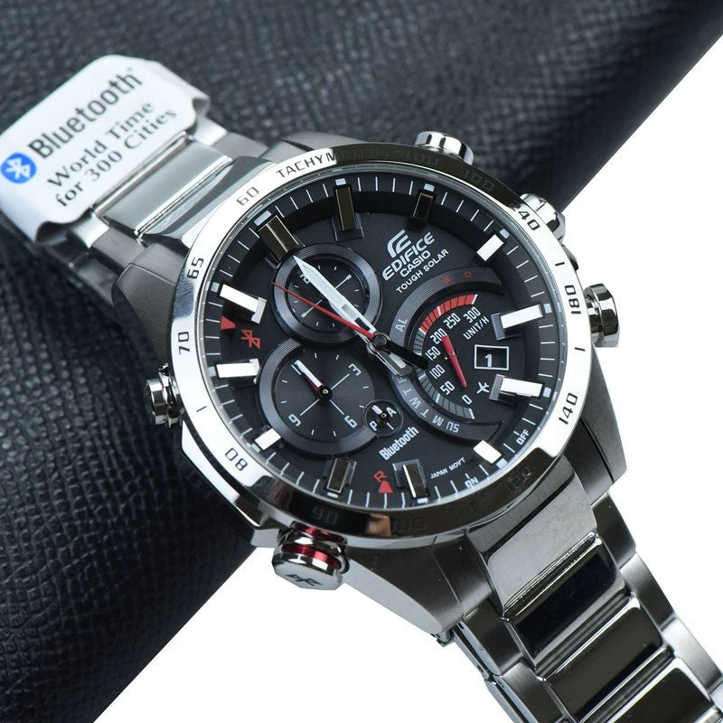 CASIO EDIFICE Waterproof Analog Solar Powered Mens Red/Black Digital EQB-501XD-1A